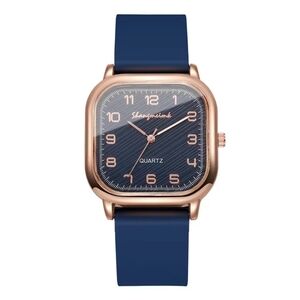 ShangriLank Midnight Rose Quartz Watch - Blue Strap, Rose Gold Case